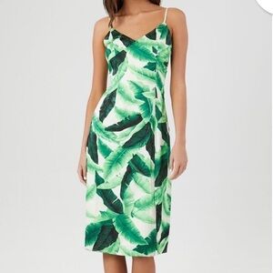 Forever 21 Twist back tropical leaf midi dress